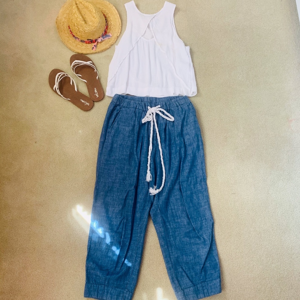 Free People Blue & White Joggers